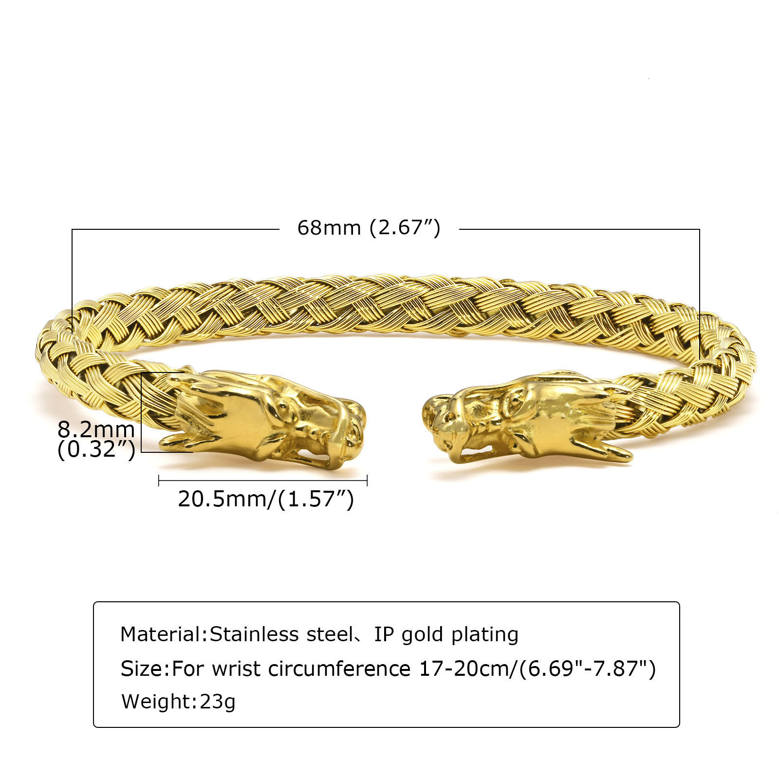 Chain Dragon Head Bracelet Men Bracelets Stainless Steel Weave Cuff Bangle Stacking Bangle Bracelet 230519