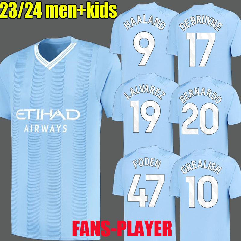 HAALAND soccer jersey 22 23 24 BERNARDO DE BRUYNE MANS CITIES GREALISH MAHREZ FODEN 2023 football shirt uniforms men kids kit sets ALVAREZ FANS player MANCHESTERS, 23/24 home
HAALAND soccer jersey 22 23 24 BERNARDO DE BRUYNE MANS CITIES GREALISH MAHREZ FODEN 2023 football shirt uniforms men kids kit sets ALVAREZ FANS player MANCHESTERS, 23/24 home