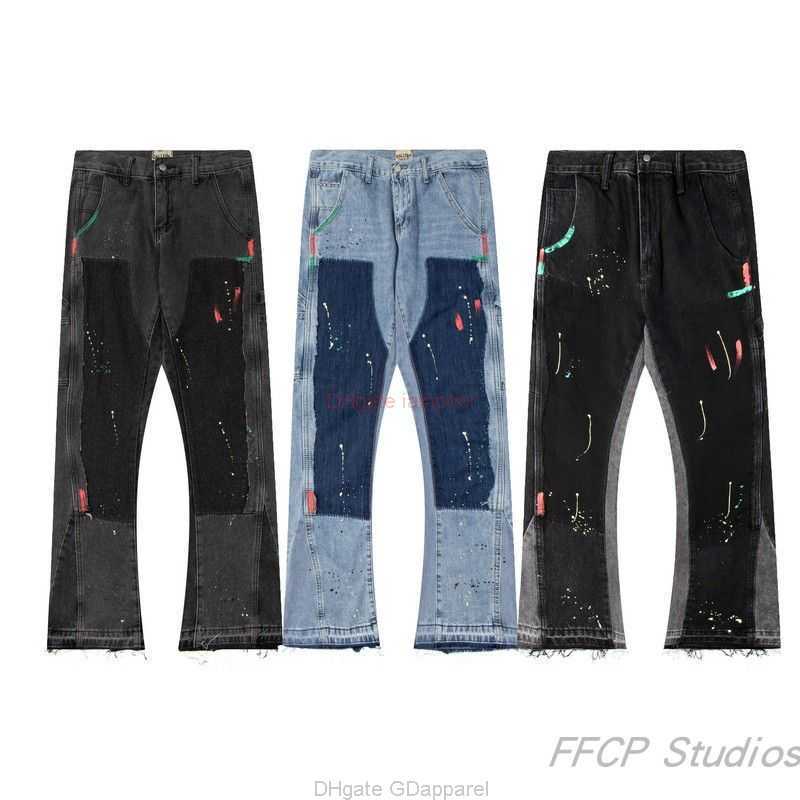 Fashion Designer Clothing Galleries Denim Pants Galleryes Depts Deconstructed Splice Speckle Flare Pants High Street Casual Men's Women's Raw Edge Denim Pants, Black
Fashion Designer Clothing Galleries Denim Pants Galleryes Depts Deconstructed Splice Speckle Flare Pants High Street Casual Men's Women's Raw Edge Denim Pants, Black