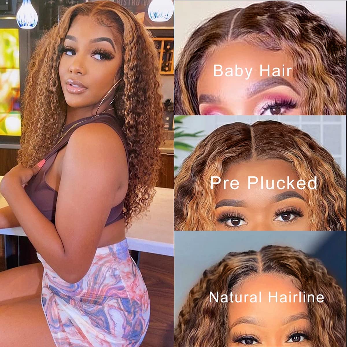 Brazilian13x4 Honey Blonde Deep Wave Frontal Wig Hd Lace Front Simulation Human Hair Wigs 40Inch Highlight Ombre Curly Wig For Black Women