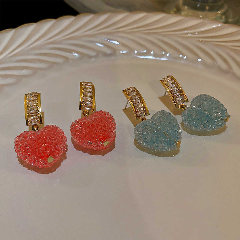Charm 2022 New Arrival Trendy Lovely Cute Heart Dangle Earrings For Women Fashion Cute Sweet Crystal Jewelry Girl Gift Fondant Earring AA230518