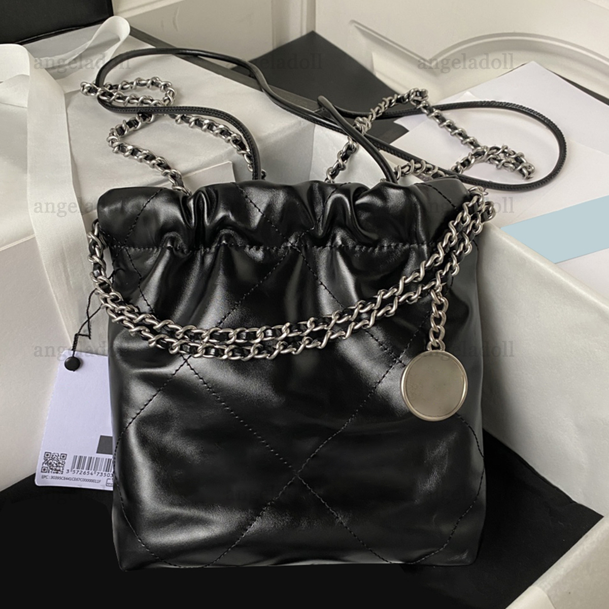 10A Mirror Quality Luxury Designers Bag Mini Bucket Bags 22 Handbag 20cm Shopping Bag Calfskin Quilted Tote Black Purse Womens Shoulder Silver Chain Bag With Box, Carton
10A Mirror Quality Luxury Designers Bag Mini Bucket Bags 22 Handbag 20cm Shopping Bag Calfskin Quilted Tote Black Purse Womens Shoulder Silver Chain Bag With Box, Carton
