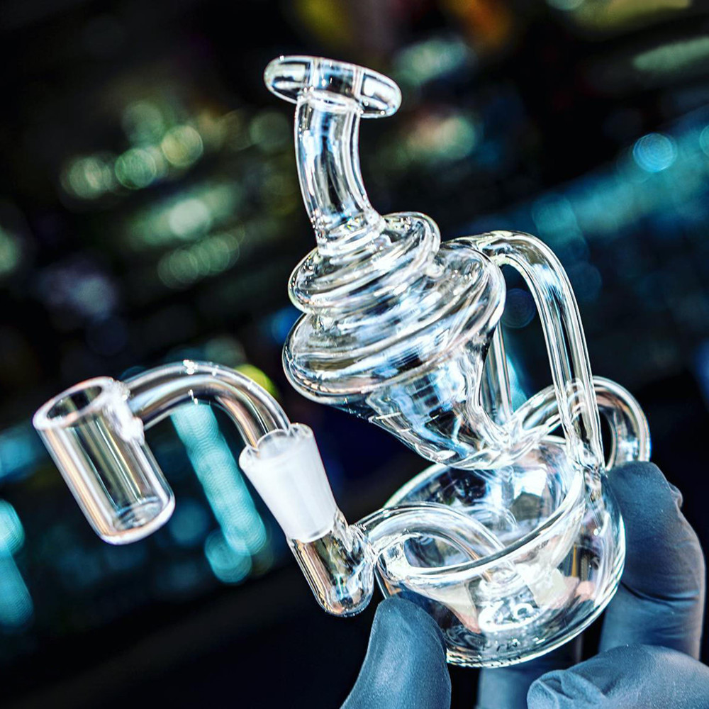 Mini Water Bongs Glass Hookah Bubbler Recycler Smoking Pipes Oil Dab Rig Handle Pipe for Dry Herb Accessory
