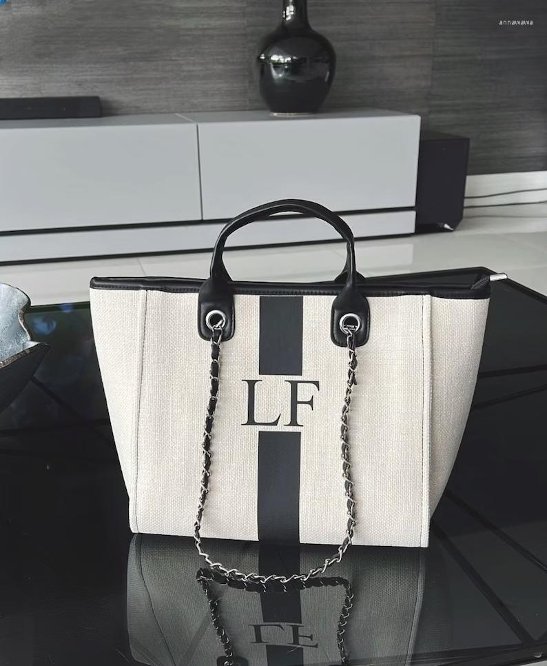 Shopping Bags Personalised Canvas Cream And Black With Stripe Tote Bag Custom Initial Bride Beach Wedding Gift, Ivory
Shopping Bags Personalised Canvas Cream And Black With Stripe Tote Bag Custom Initial Bride Beach Wedding Gift, Ivory