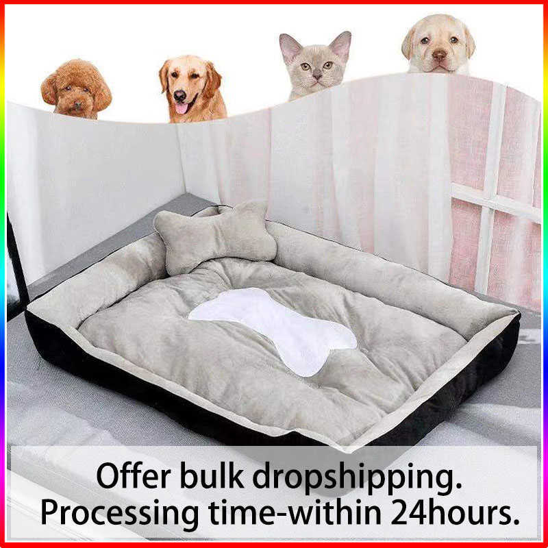 Pet kennels pens Super Soft Sofa Dog Beds Waterproof Bottom Kennel Fleece Warm Bed Mat For Large Rectangle Winter Cat House G230520