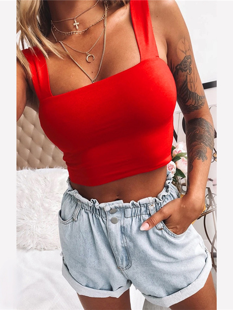 Women's Tanks Camis Square Neck Sleeveless Summer Crop Top White Women Black Casual Basic T Shirt Off Shoulder Cami Sexy Backless Tank Top 230520