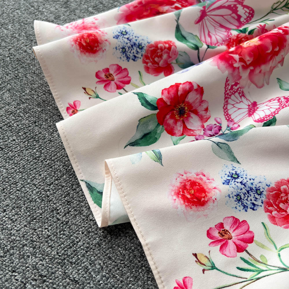 Two Piece Dress Spring Runway Vacation Suit Women Bow Neck Flower Print Long Sleeve Blouses + High Waist Layer Cascading Maxi Skirt 2 Pieces Set 2023