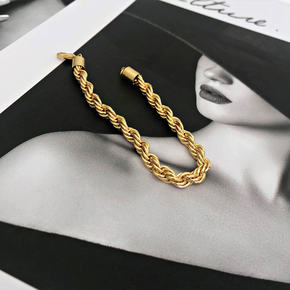 Chain Twisted Rope Chian Bracelet for Woman Hip Hop Punk 4MM Gold Color Stainless Steel Necklace Fashion Jewelry 230519