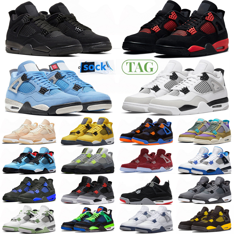 Jumpman 4 4s mens basketball shoes Pine Green Military Black Cat Blue Fire Red Cement Photon Dust Thunder Royalty bred Midnight Navy Seafoam men women sports sneakers