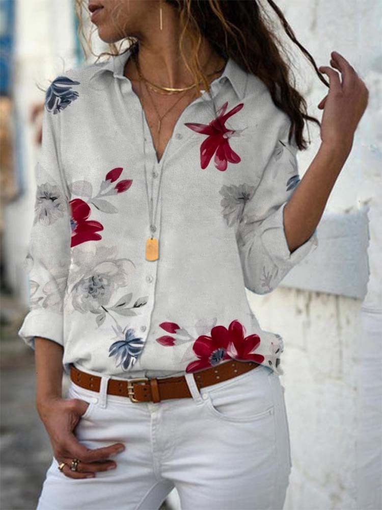 Womens Blouses Shirts Women Plus Size 5XL Turndown Collar Blouse Shirt Casual Tops Elegant Work Wear Chiffon Ladies Clothing 230519