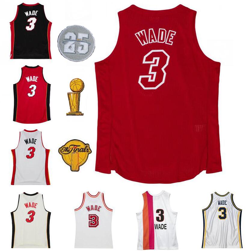 

Stitched Dwyane Wade basketball Jersey S-6XL Mitchell & Ness 2005-06 2012-13 25th fianls trophy red white black Mesh Hardwoods Classics Men Women Youth retro jersey, Stitched jersey