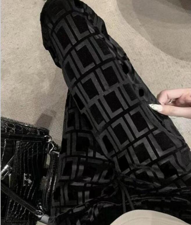 Designer Women's Pants Full Letter Print Wide Leg Trousers Fashion luxury High Waist Velvet Loose Drawstring Trousers casual Clothing