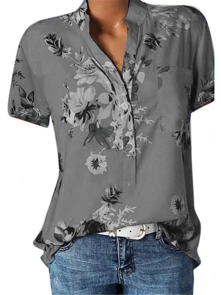 Womens Blouses Shirts blouse shirt large size casual Vneck short sleeve women 230519