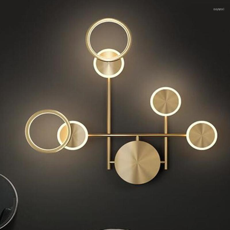Lamps Wall Modern Copper Led Light Rotatable Bedside Black Gold Sconce 3 Dim For Reading Stair TV Backfround
