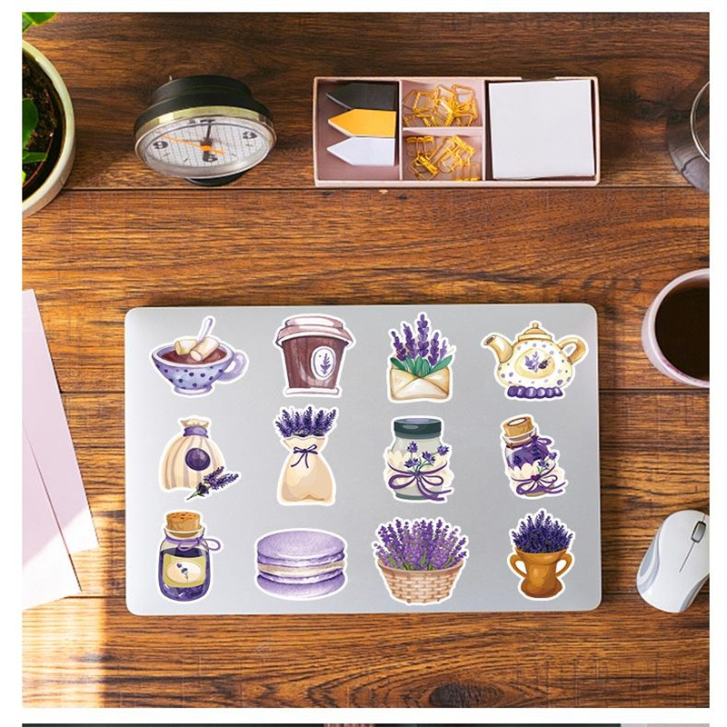 50Pcs Lavender Sticker Romantic Plants Flower Graffiti Kids Toy Skateboard car Motorcycle Bicycle Sticker Decals Wholesale