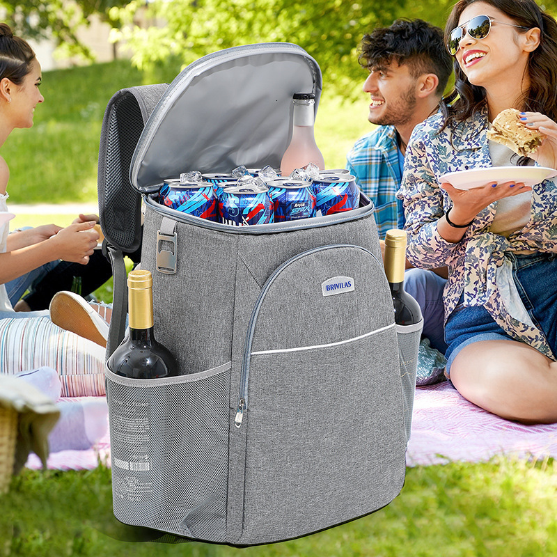 Ice PacksIsothermic Bags 18L Large Capacity Picnic Cooler Backpack Lunch Beer Thermal Insulated Box Double Zipper Outdoor Food Beverage Storage 230519