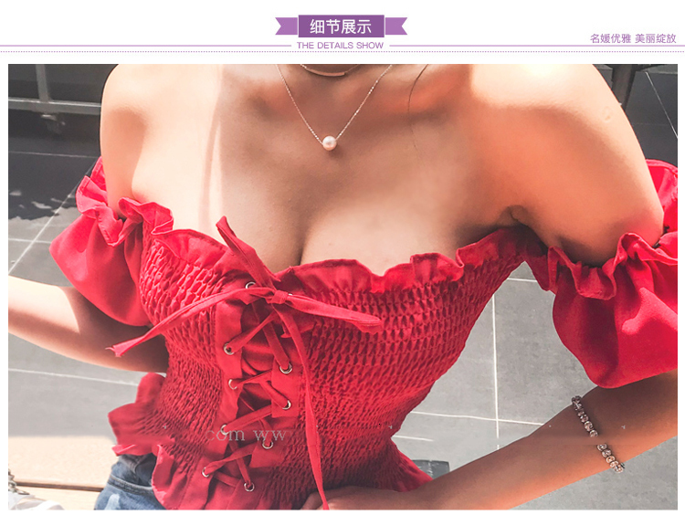 Womens Blouses Shirts Arrival Boho Sexy Summer Crop Top Tops and Puff Sleeve Off Shoulder Lace Up Beach Shirt blusa feminina 230519