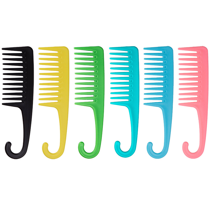 New Wide Tooth Curved Hook Comb Plastic Large Tooth Comb Can Hook Large Wave Curling Hair Perm Comb Peine De Gancho Curvo De Dientes Anchos Gebogener 