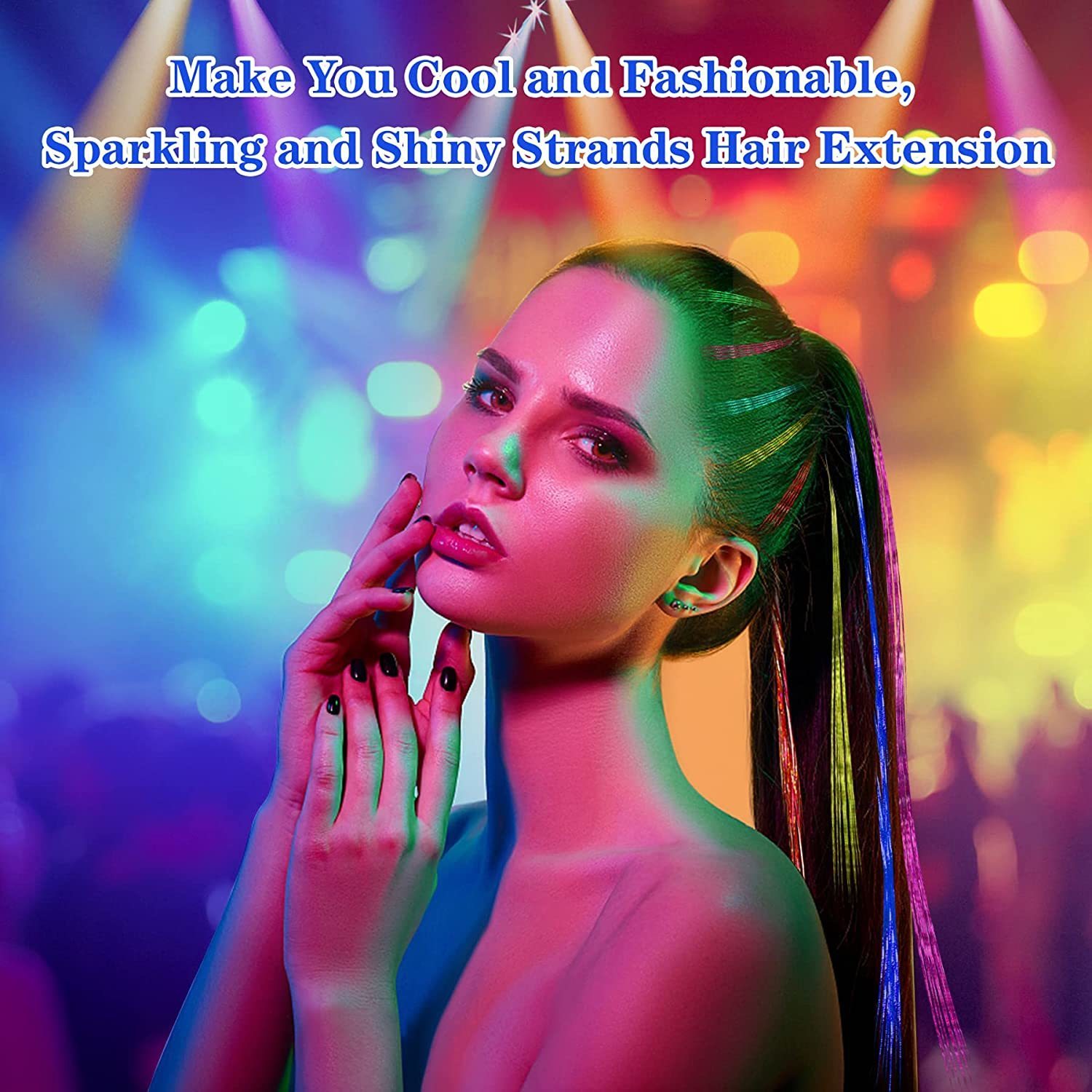 Braiders 47 Inches Hair Extension Tinsel 2400 Strands Glitter Kit for Christmas Year Halloween Cosplay Party 230520