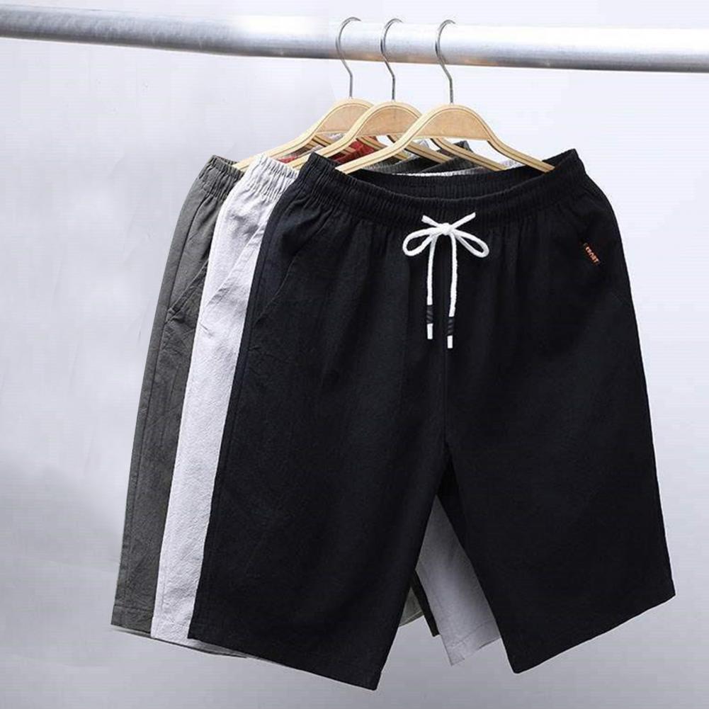 Mens Shorts Trendy Men Summer MidWaist Thin Elastic Waist Knee Length Pants Short Ice Silk 230519