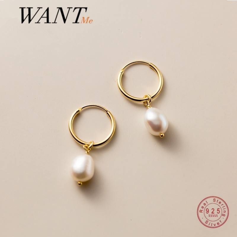 Stud WANTME Genuine 925 Sterling Silver Natural Freshwater Baroque Pearl Unusual Earrings for Women Chic Charming Goth Jewelry 230519