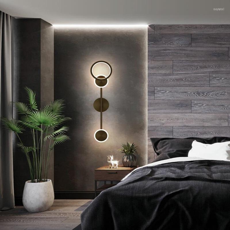 Lamps Wall Modern Copper Led Light Rotatable Bedside Black Gold Sconce 3 Dim For Reading Stair TV Backfround