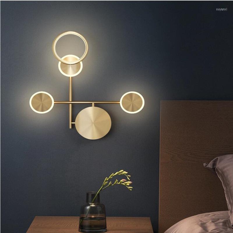 Lamps Wall Modern Copper Led Light Rotatable Bedside Black Gold Sconce 3 Dim For Reading Stair TV Backfround