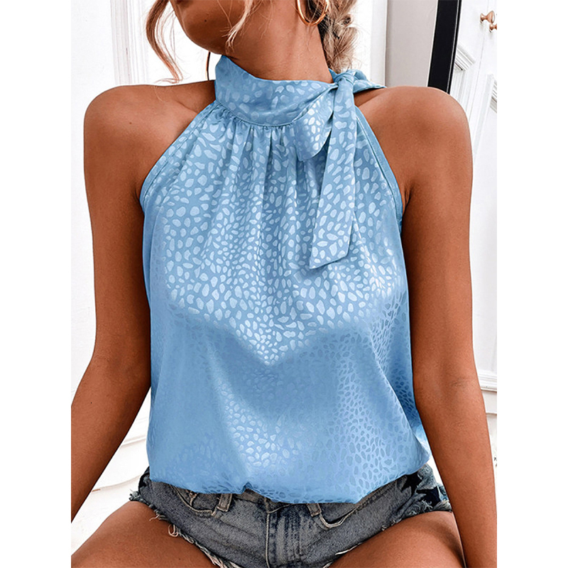 Womens Blouses Shirts Summer Sexy Off Shoulder Halter Lacing Chiffon Elegant Fashion Solid Sleeveless Shirt Pullover Vest Tops Women 230519