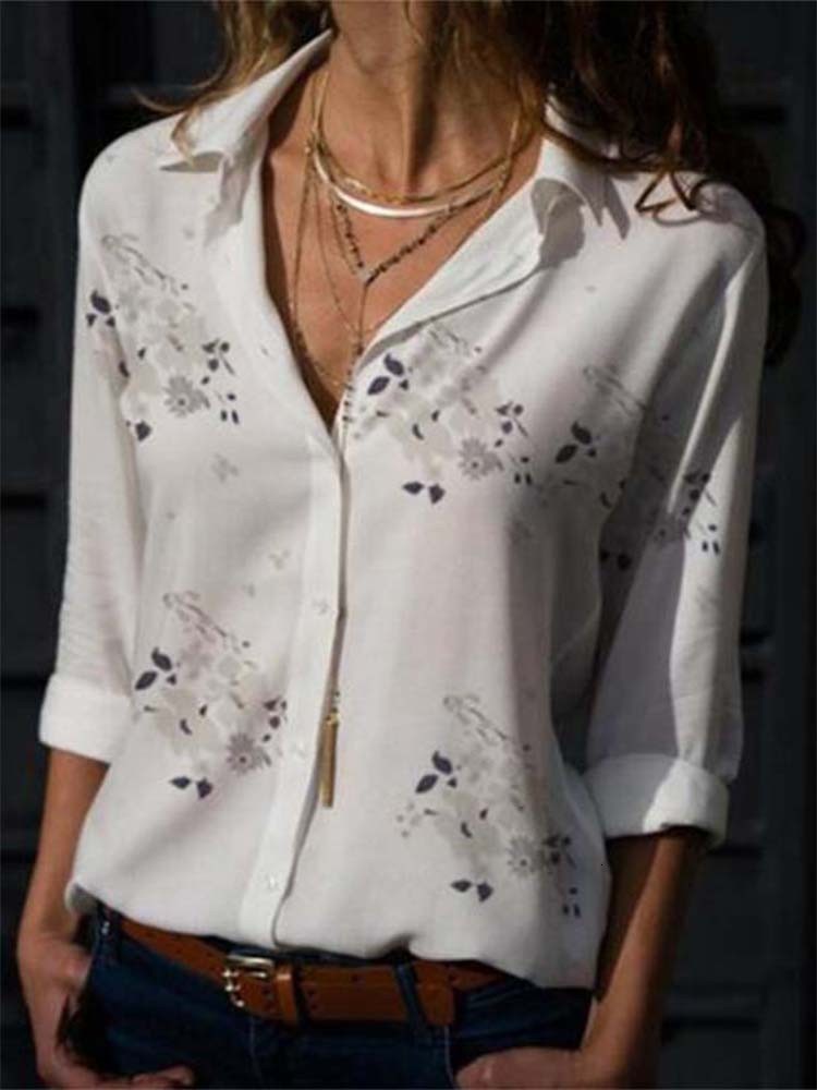 Womens Blouses Shirts Women Plus Size 5XL Turndown Collar Blouse Shirt Casual Tops Elegant Work Wear Chiffon Ladies Clothing 230519
