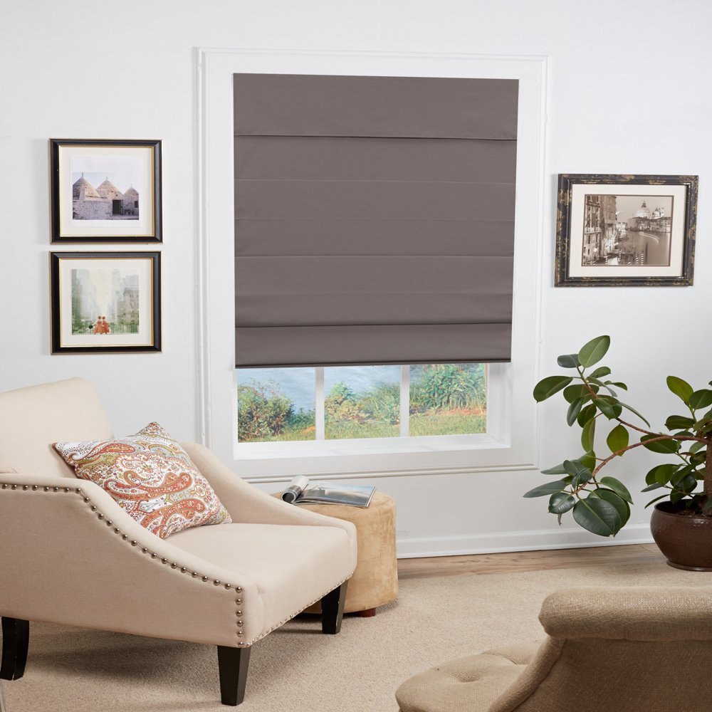 Store romain classique en tissu assombrissant sans fil Regal Estate, gris, 23 W x 64 L