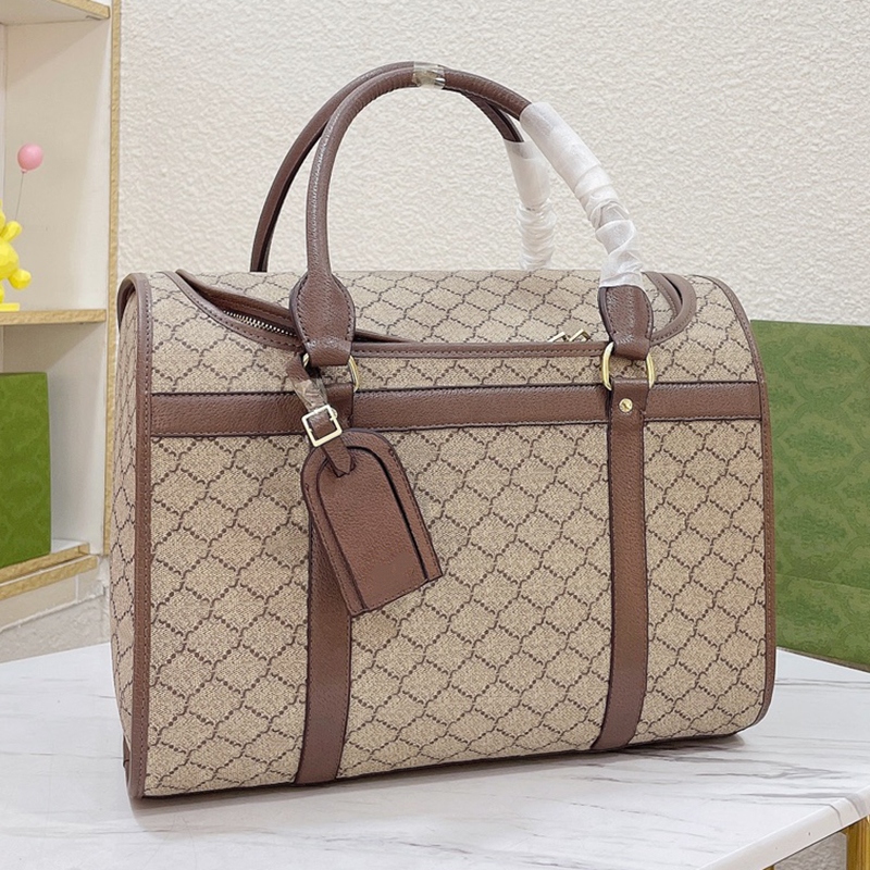Pet Carrier Dog Bag Designer Cat Carriers Case Handbags Classic Net Travel Outdoor Web Beige Ebony Canvas Mesh Window Luxury Double Handles Tote