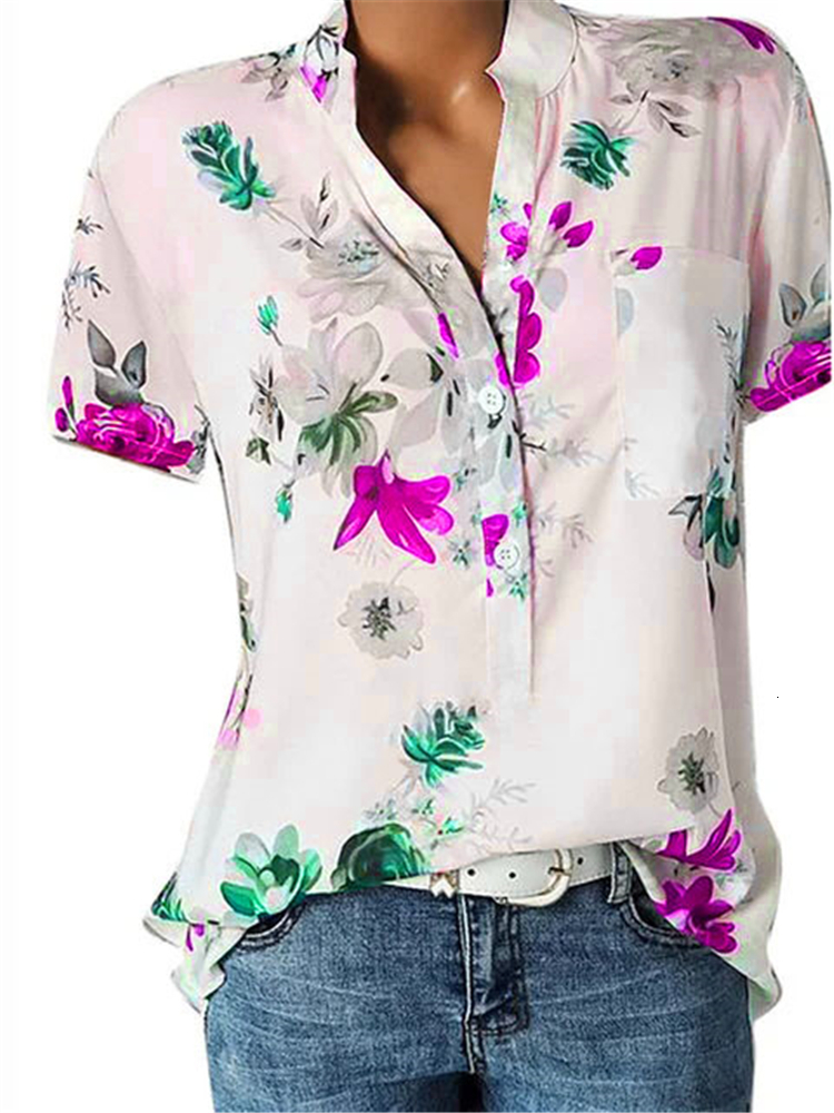 Womens Blouses Shirts blouse shirt large size casual Vneck short sleeve women 230519