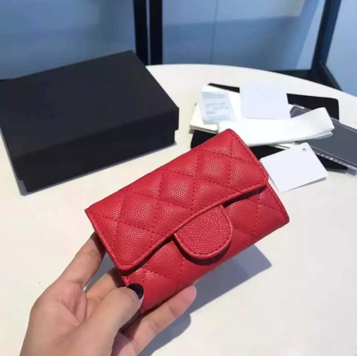 Classic Short Mini Caviar Cover Coins Purses Calfskin Black Flap Quilted Wallets Designer Bags Womens Luxury Cowhide Vintage Multi Pochette Card Holder Wallet