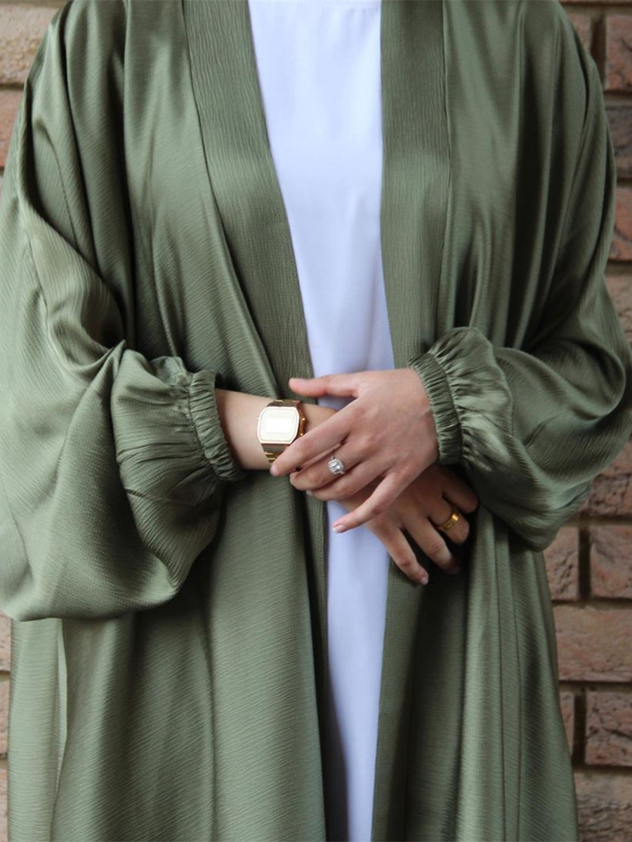 Ethnic Clothing Ramadan Eid Fashion Kimono Muslim Dress Smooth Silk Elegant Solid Color Long Muslim Abayas Women's Modest Dress 230520
