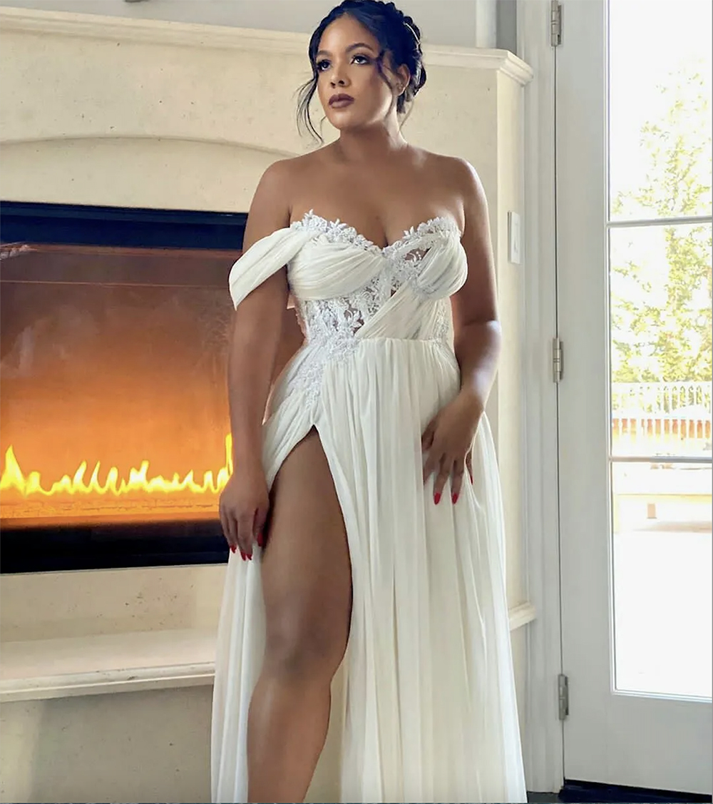 Plus Size Dresses Side Split Chiffon Sweetheart Boho Vestido De Novia African Beach Bridal Wedding Dress 0431