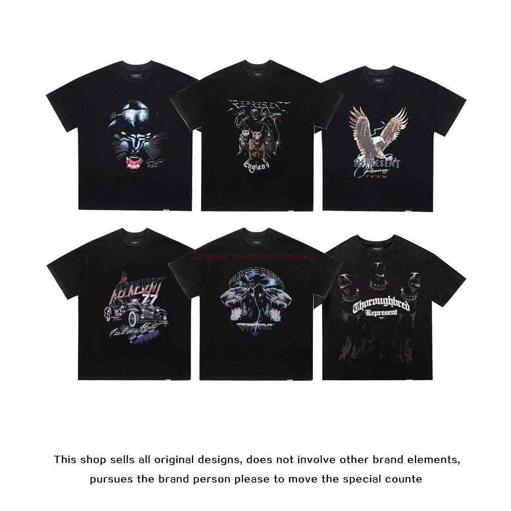 Designer Fashion Clothing Amires Tees Am Tshirt Fog Amies Represent Fashion Brand American Washed Old Loose Vtg Short Sleeve Mens Womens High Street Inst Shirt Luxur, Wash water chimpanzee pattern