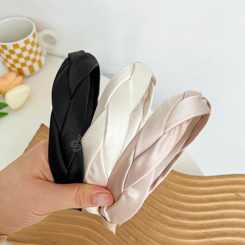 Fashion Hairband For Women Handmade Braided Turban Casual Light Color Headwear For Adult Hair Accessories