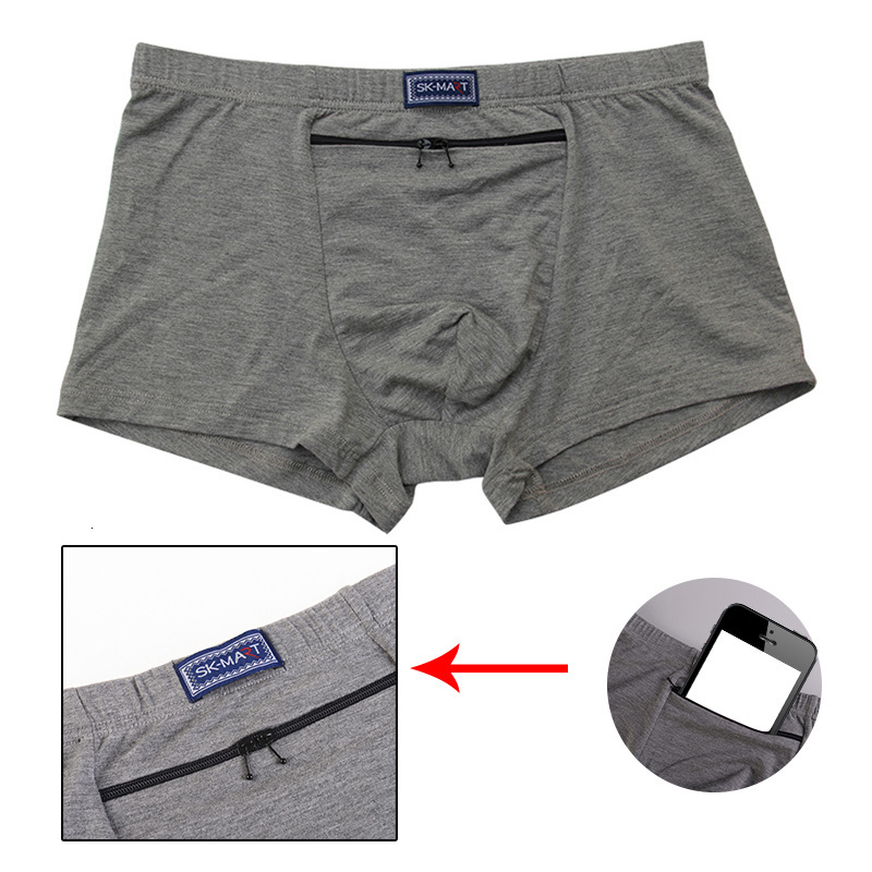Underpants Men Boxer Sexy Hidden Pocket Secret Briefs Outdoor Sex Front Stash Soft Keep Pickpocket Proof Underwear Safe Protector 230520