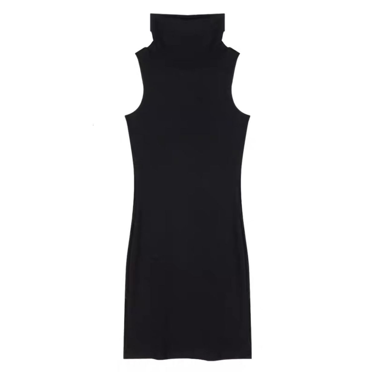 Women's Tanks Camis Black Sleeveless Simple High Collar Elastic Solid Color Slim Body Pack Hip Vest One Pants European Style Dating Shopping 2305