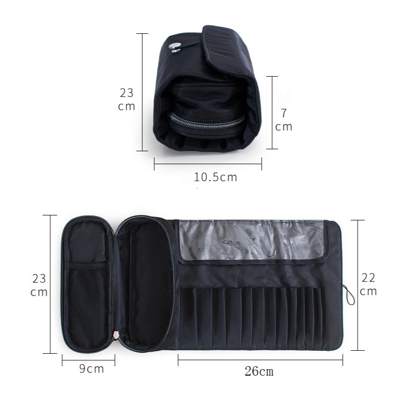 Cosmetic Bags Cases Makeup Bag Womens Brush Travel Organizer Brushes Fold Tools Rolling Waterproof Nylon Case 230520