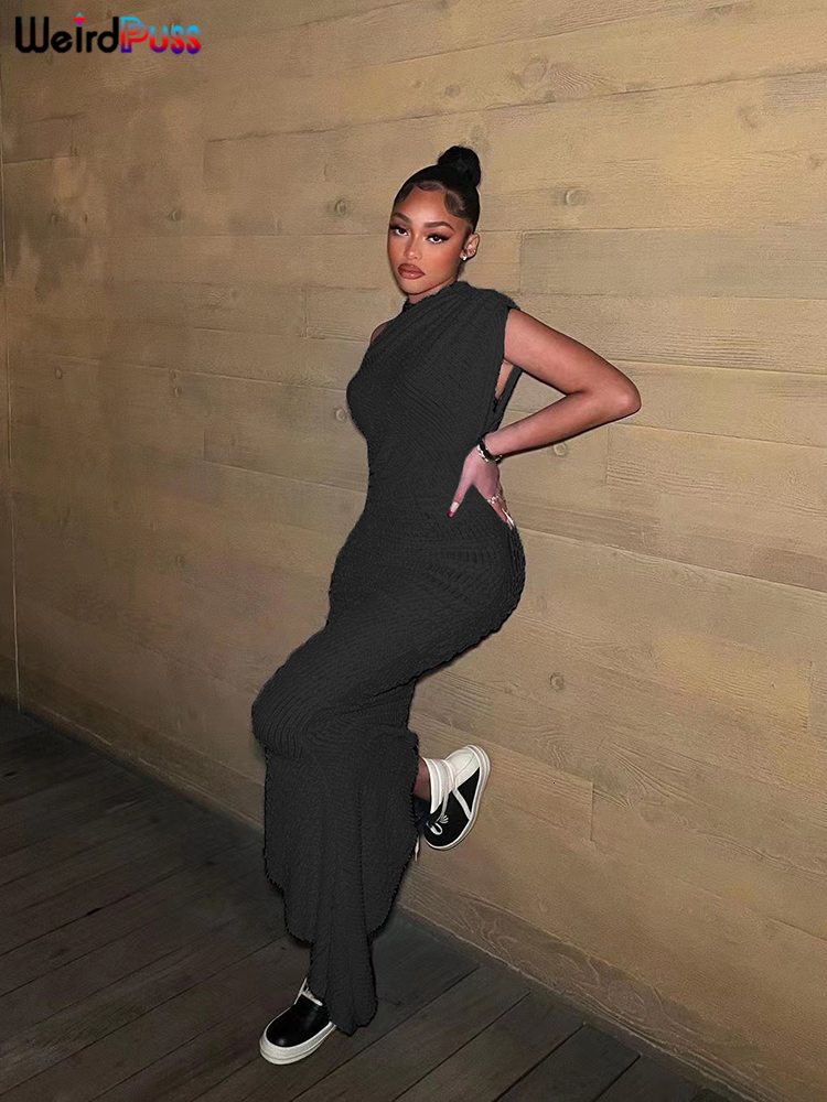 Basic Casual Dresses Weird Puss Solid Irregular Dress Sleeveless Summer Chic Trend Sexy Elegant Patchwork Skinny Elastic Peach Hip Bodycon Streetwear 