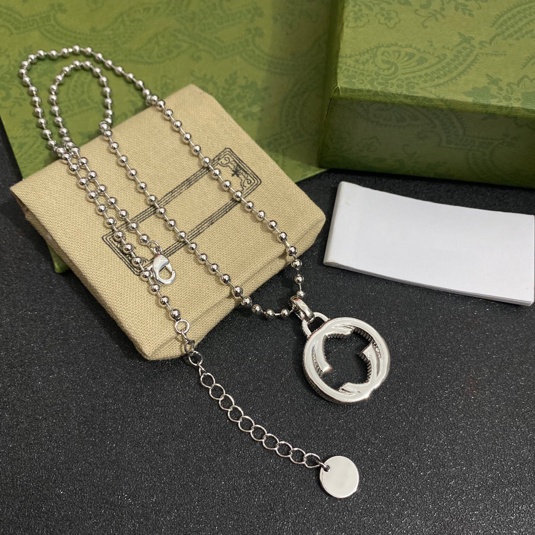 Women's Silver Capital Letter G Necklace same with the official website Luxury Pendant Chain stainless steel chains for men free shipping