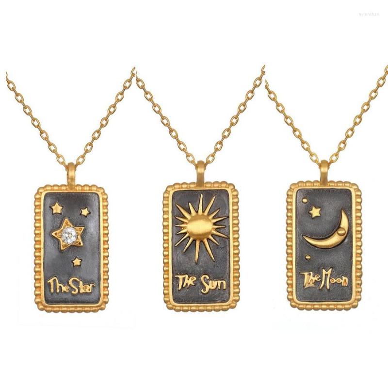 Pendant Necklaces WANGAIYAO Retro Tarot Star Moon Sun Necklace Everything Three-dimensional Drop Oil Plated Zircon Clavicle Chain
Pendant Necklaces WANGAIYAO Retro Tarot Star Moon Sun Necklace Everything Three-dimensional Drop Oil Plated Zircon Clavicle Chain