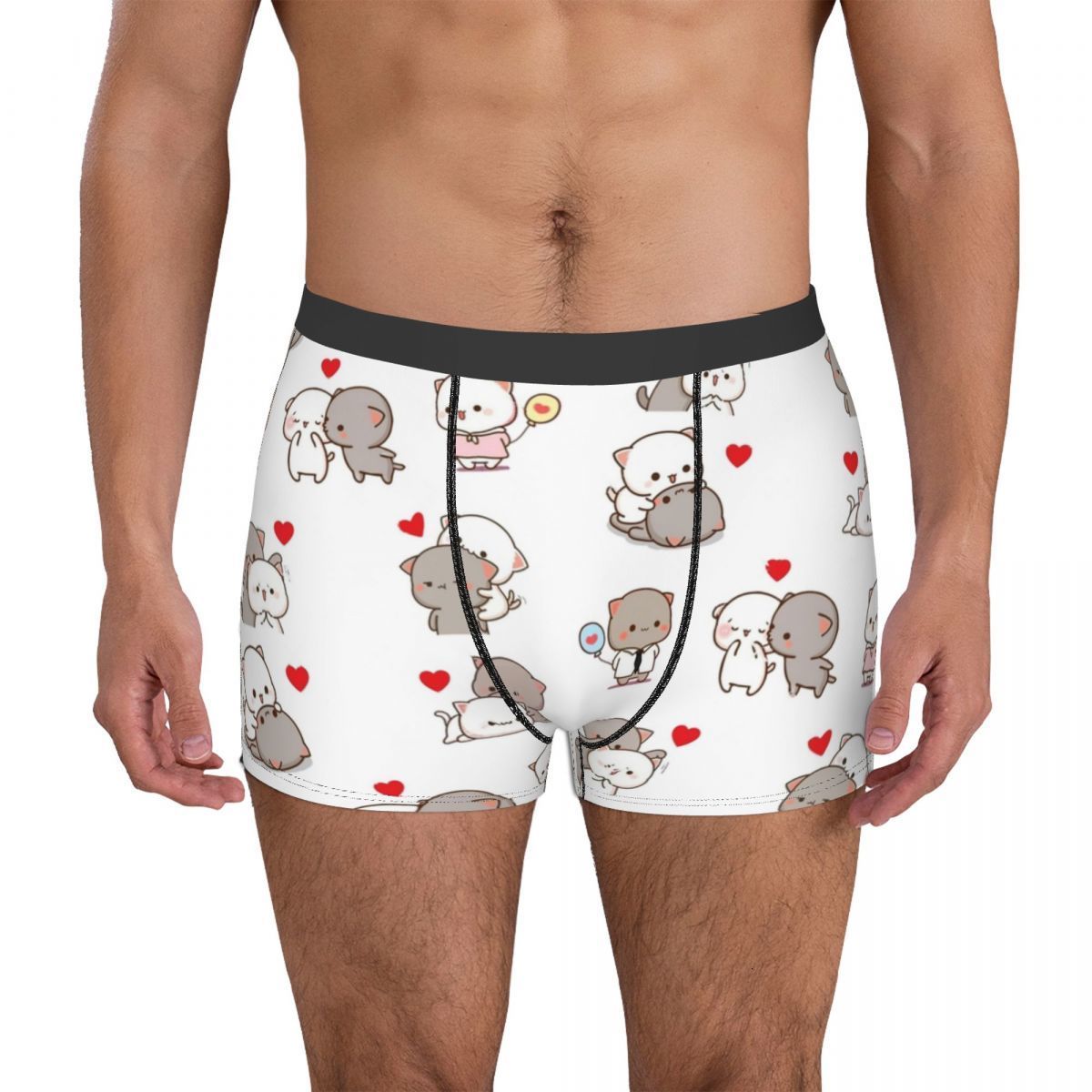 Underpants Men Boxer Shorts Panties Mochi Peach And Goma Cat Polyester Underwear Male Sexy SXXL 230520