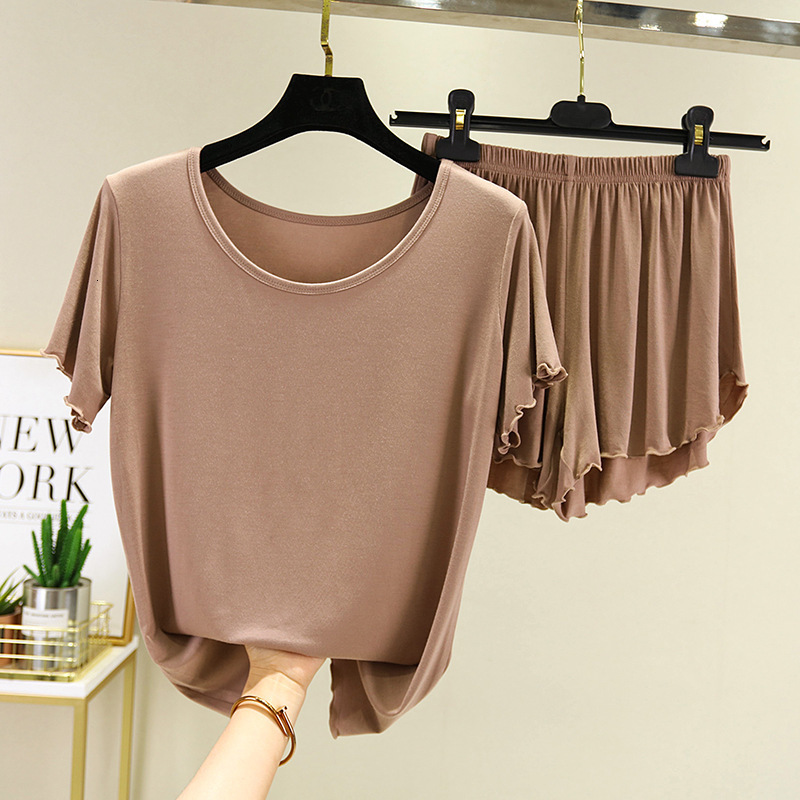 Women's Sleepwear Modal short sleeved pajamas Women's summer pajama set Bottom shirt short sleeved set Large size family clothing pajamas Po