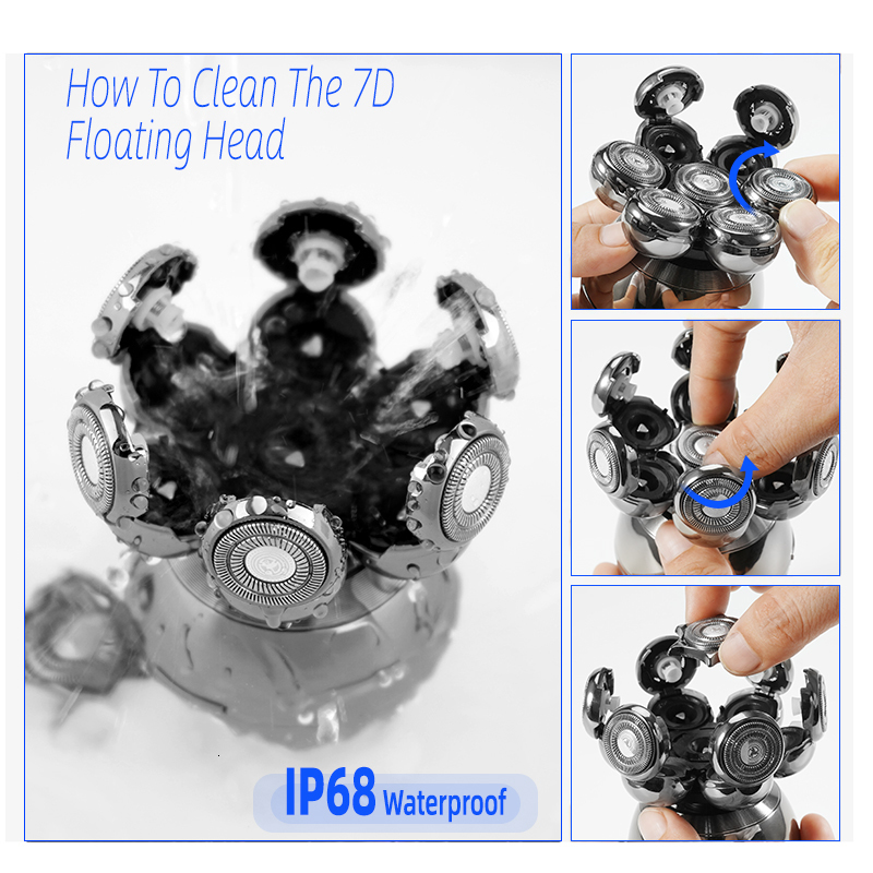 Electric Shavers Mens 7 Blade Razor Replacement Shaving Heads Floating Washable 7D Trimmers Kit Cutter Blades 230520