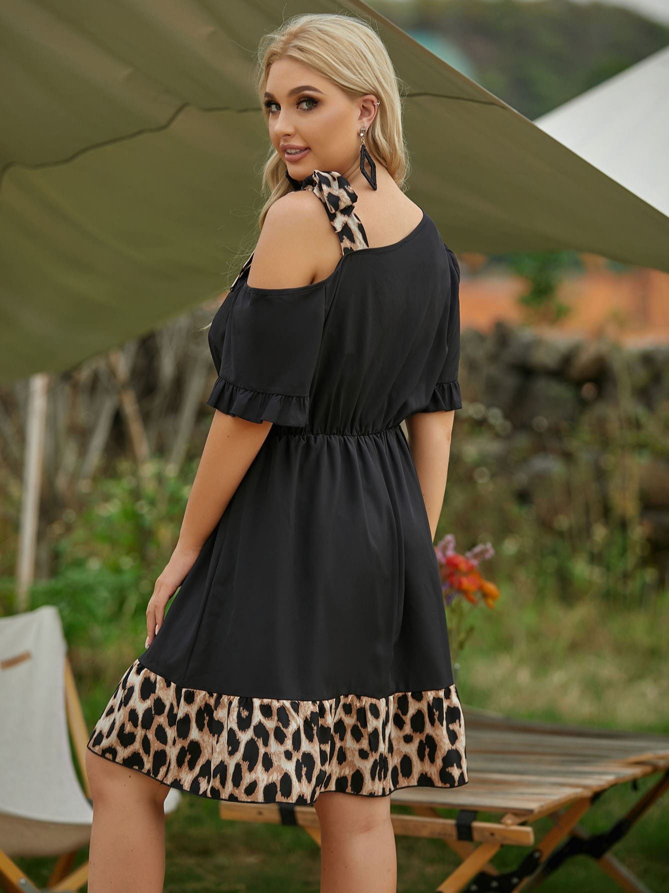 Plus size Dresses Plus Size Leopard Print Midi Dress Women One Shoulder Summer Elegant Oversized 4XL Casual Fashion Dresses Large Clothing 230520
