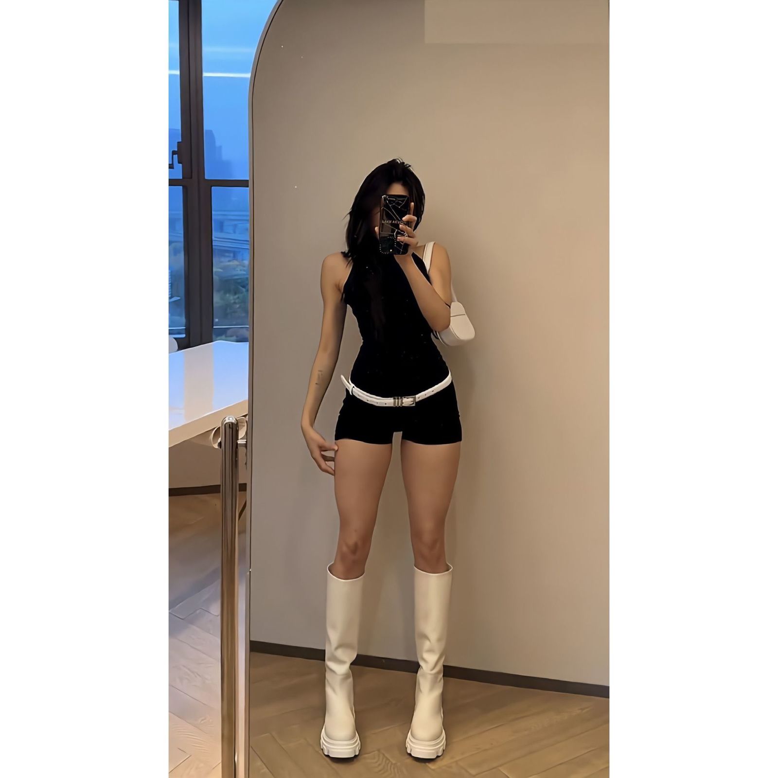 Women's Tanks Camis Black Sleeveless Simple High Collar Elastic Solid Color Slim Body Pack Hip Vest One Pants European Style Dating Shopping 2305