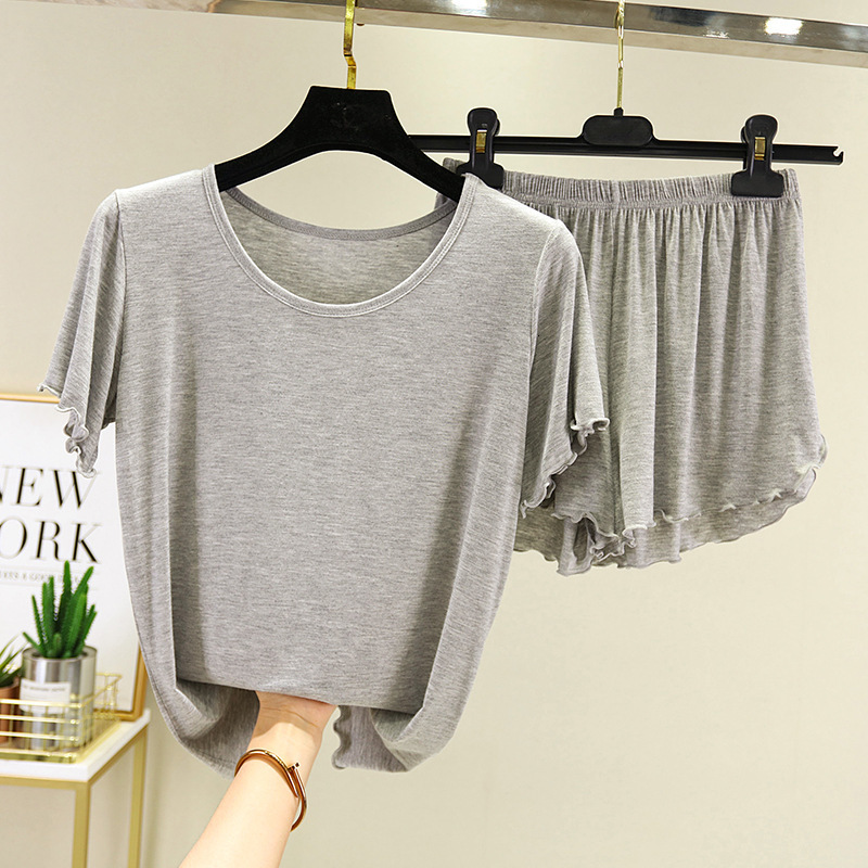 Women's Sleepwear Modal short sleeved pajamas Women's summer pajama set Bottom shirt short sleeved set Large size family clothing pajamas Po