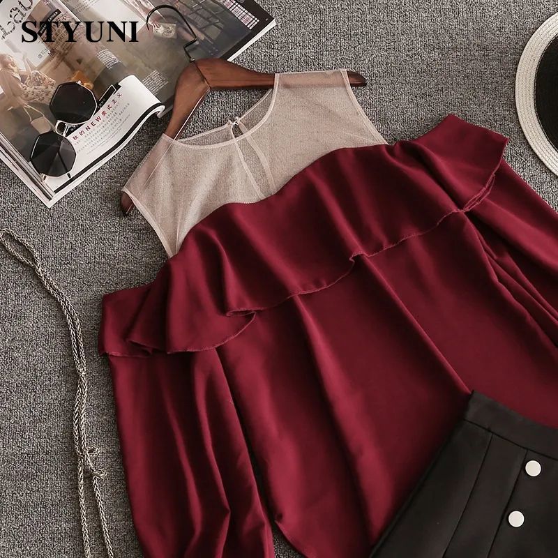 Two Piece Dress Ruffles ONeck Mesh Puff Sleeve Loose Women's Blouse Shirt High Waist Pleated Skirt Korean Fashion piece Set 2023 Summer 230520